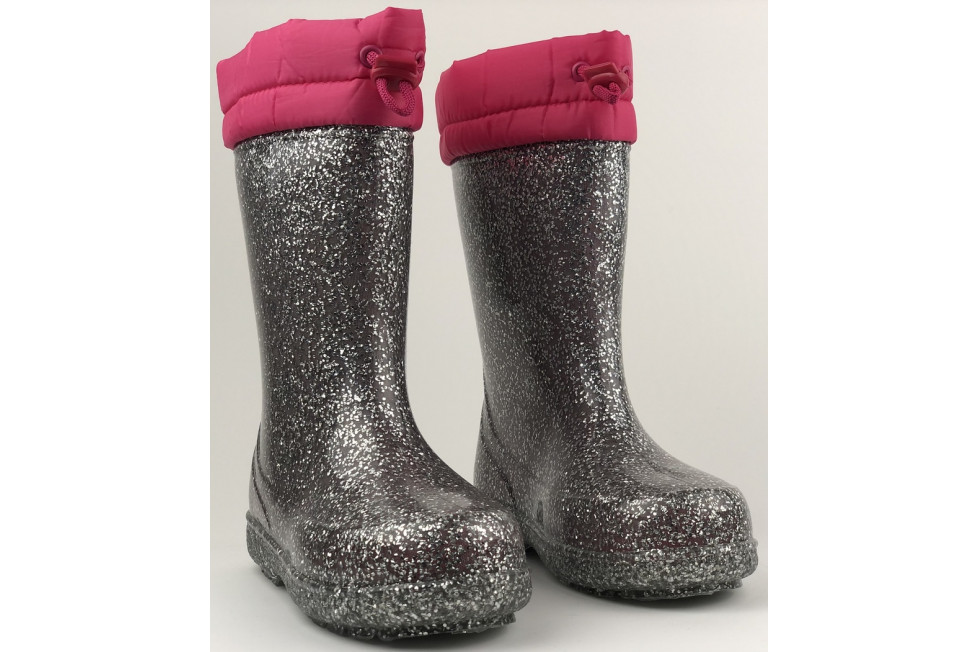 Γαλότσες Για Κορίτσι Με Glitter Σε Ασημί Χρώμα