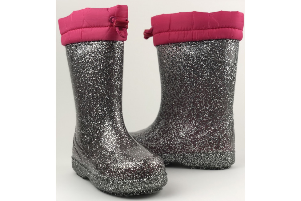 Γαλότσες Για Κορίτσι Με Glitter Σε Ασημί Χρώμα