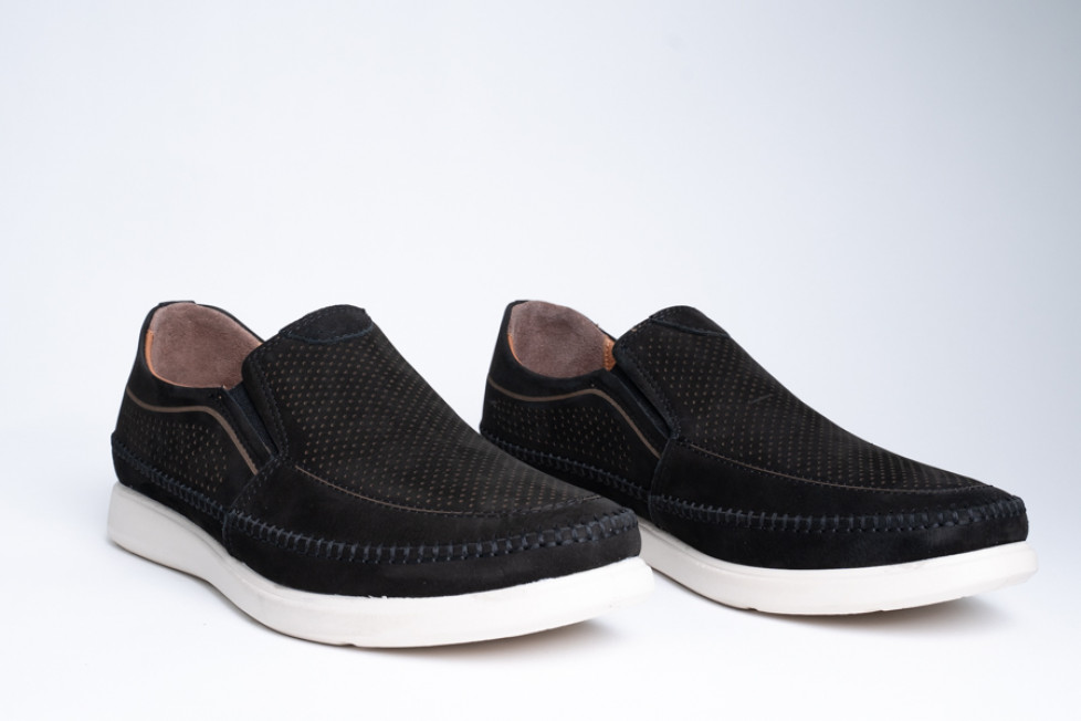 Slip-On Δερμάτινα Ανατομικά Παπούτσια Σε Μαύρο Χρώμα