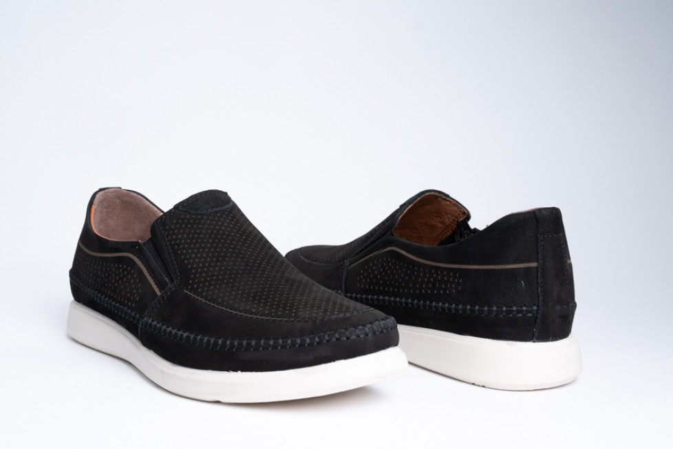 Slip-On Δερμάτινα Ανατομικά Παπούτσια Σε Μαύρο Χρώμα