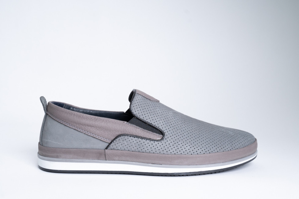 Δερμάτινα Slip-On Παπούτσια Σε Γκρι Χρώμα
