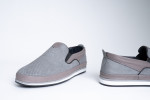 Δερμάτινα Slip-On Παπούτσια Σε Γκρι Χρώμα