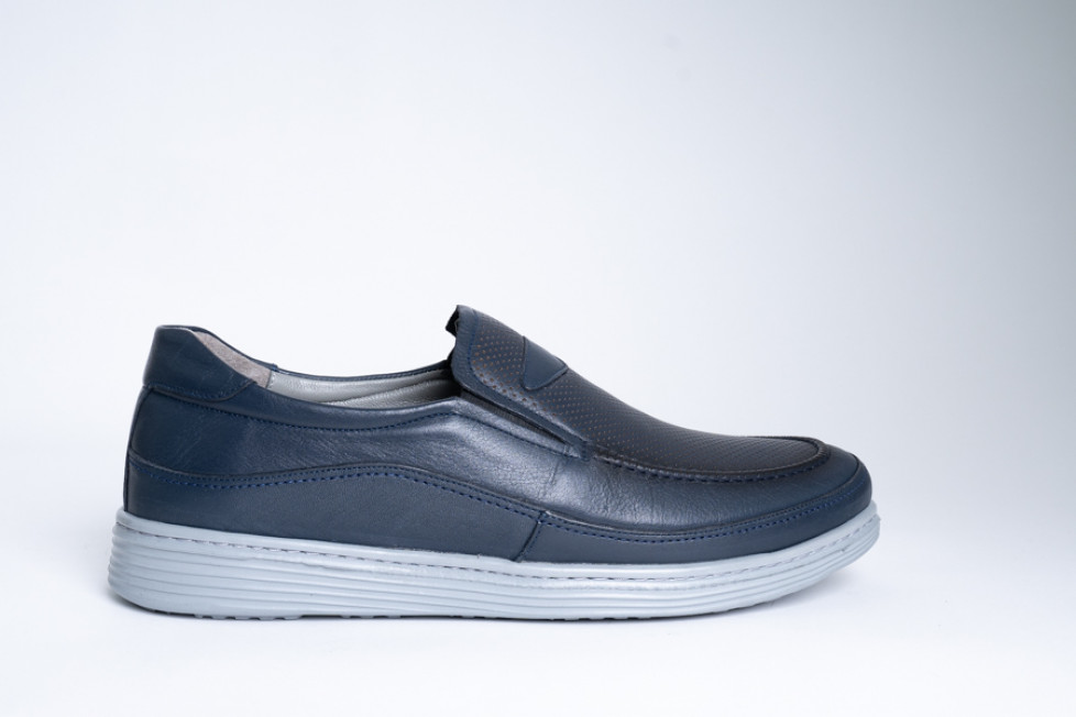 Slip-On Δερμάτινα Ανδρικά Παπούτσια Σε Σκούρο Μπλε Χρώμα