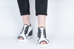 Δερμάτινες Γυναικείες Πλατφόρμες WHITE/NAVY