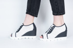Δερμάτινες Γυναικείες Πλατφόρμες WHITE/NAVY