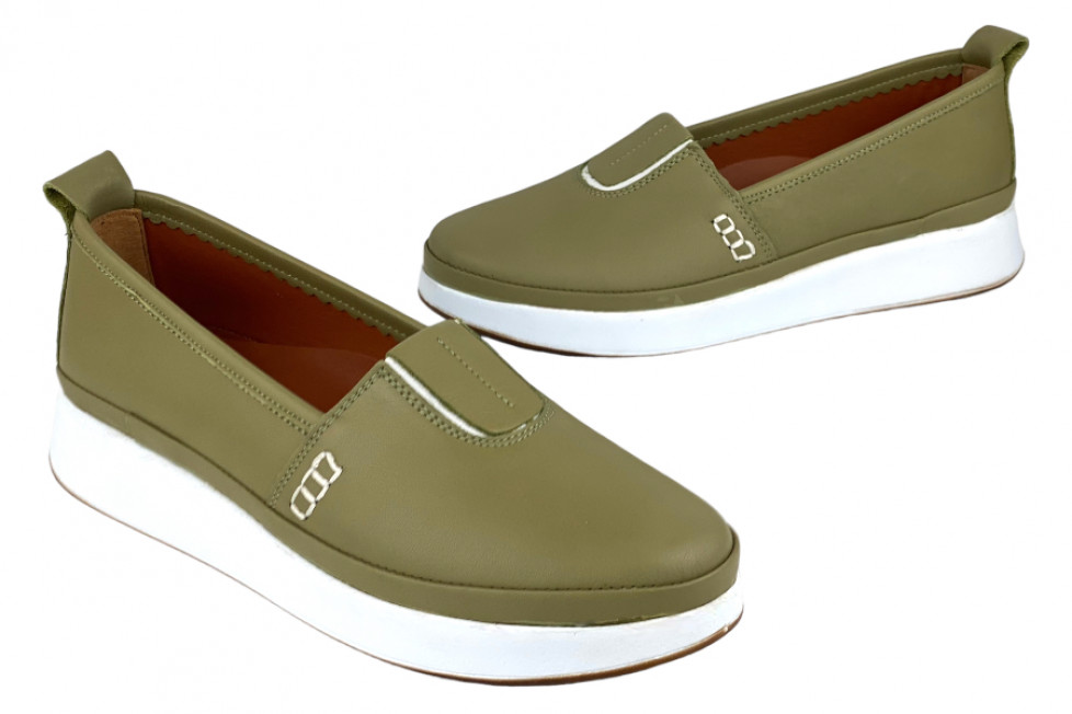 Γυναικεία Δερμάτινα Slip-On Παπούτσια