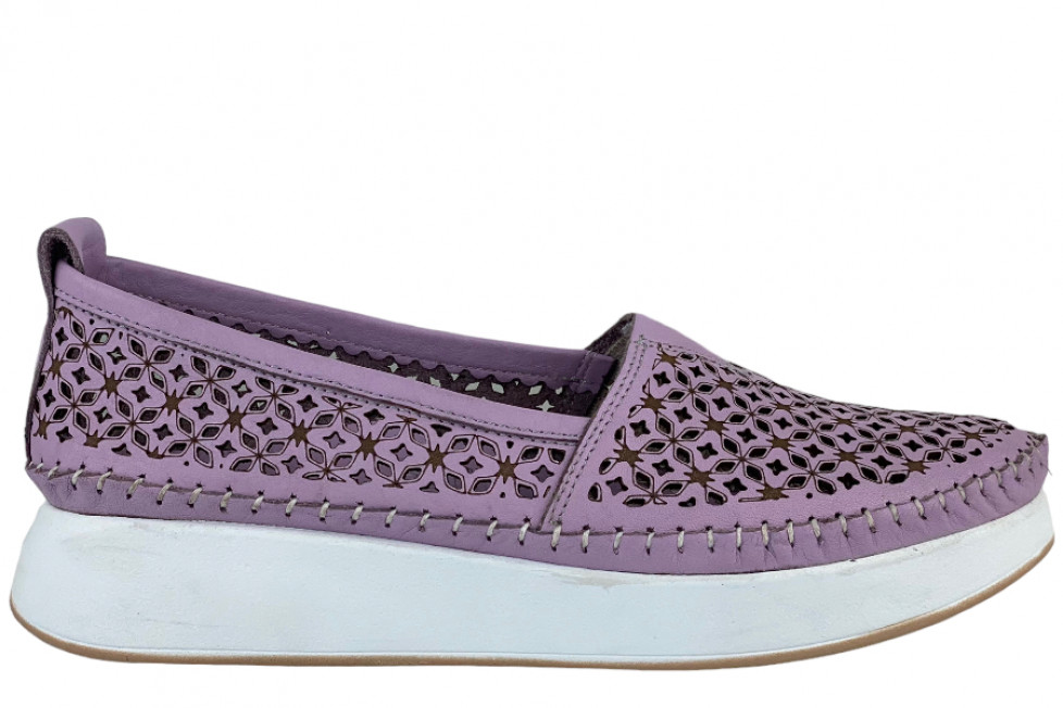 Γυναικεία Δερμάτινα Slip-On Παπούτσια Με Διάτρητο Σχεδιασμό