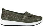 Γυναικεία Δερμάτινα Slip-On Παπούτσια Με Διάτρητο Σχεδιασμό