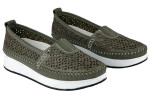 Γυναικεία Δερμάτινα Slip-On Παπούτσια Με Διάτρητο Σχεδιασμό