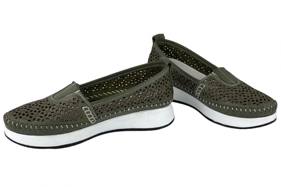 Γυναικεία Δερμάτινα Slip-On Παπούτσια Με Διάτρητο Σχεδιασμό
