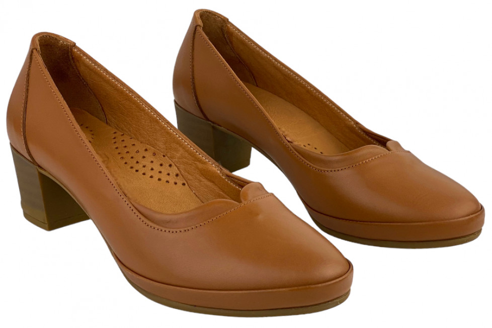 Γυναικείες Δερμάτινες Γόβες Με Στρόγγυλη Μύτη