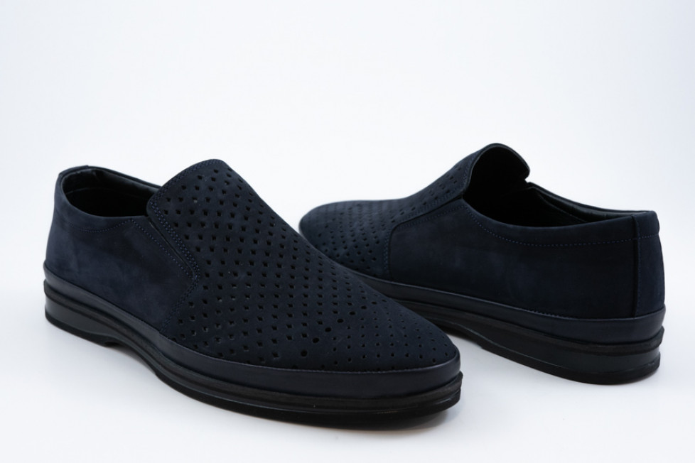 Ανδρικό Δερμάτινο SLIP - ON NAVY