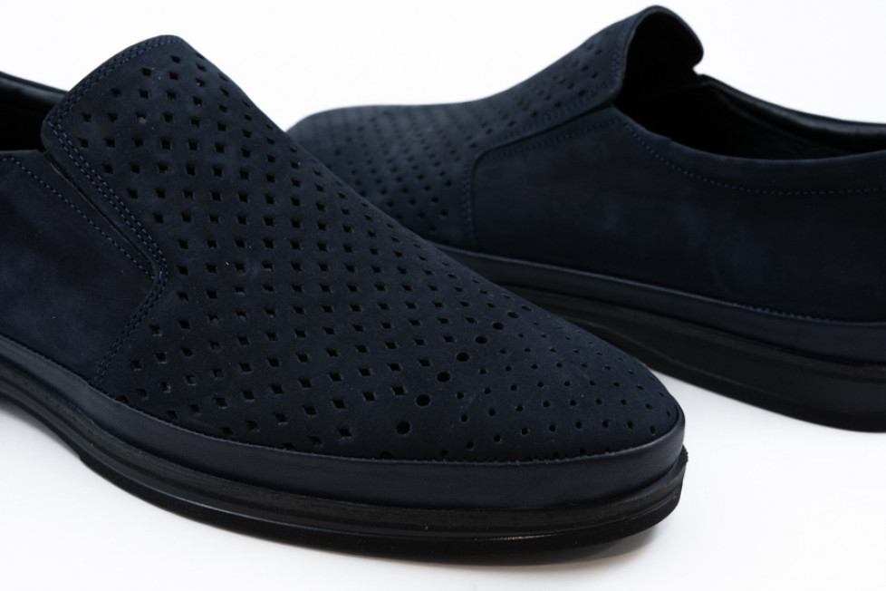 Ανδρικό Δερμάτινο SLIP - ON NAVY