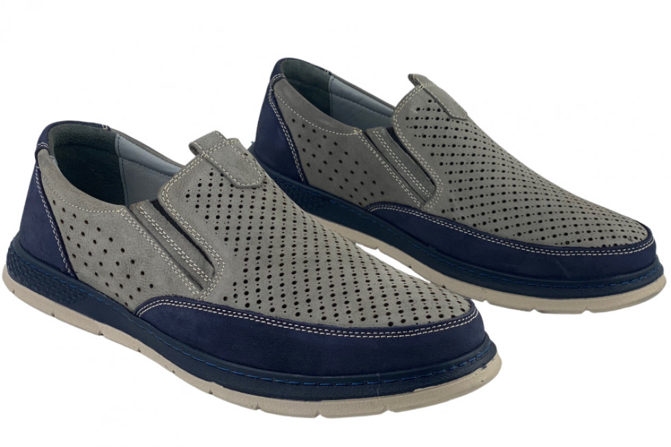 Δερμάτινα Slip-On Παπούτσια Σε Γκρι Χρώμα