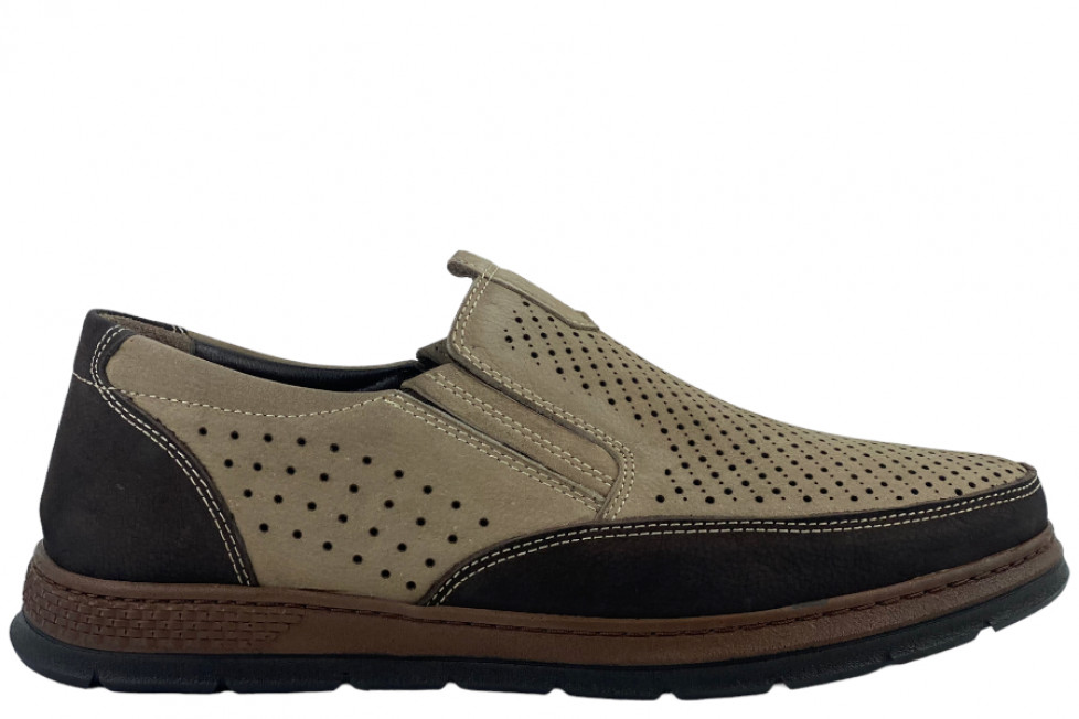 Δερμάτινα Slip-On Παπούτσια Σε Μπεζ Χρώμα