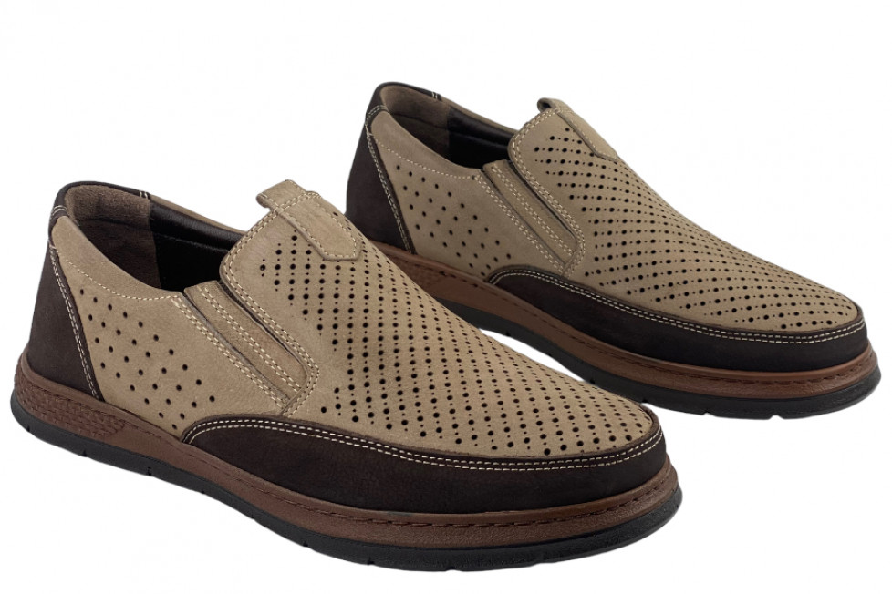 Δερμάτινα Slip-On Παπούτσια Σε Μπεζ Χρώμα