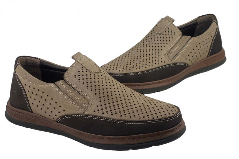 Δερμάτινα Slip-On Παπούτσια Σε Μπεζ Χρώμα