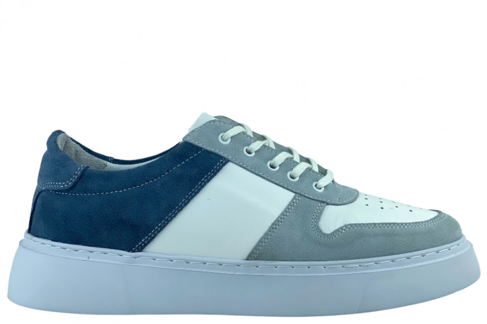 Ανδρικά Δερμάτινα Sneakers Με Λευκή Σόλα