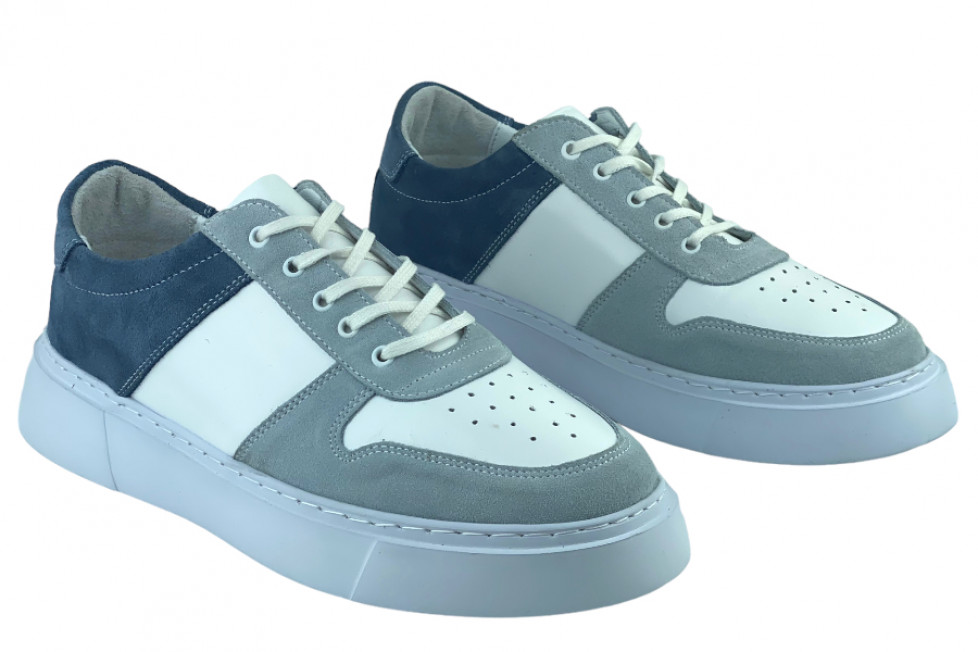 Ανδρικά Δερμάτινα Sneakers Με Λευκή Σόλα