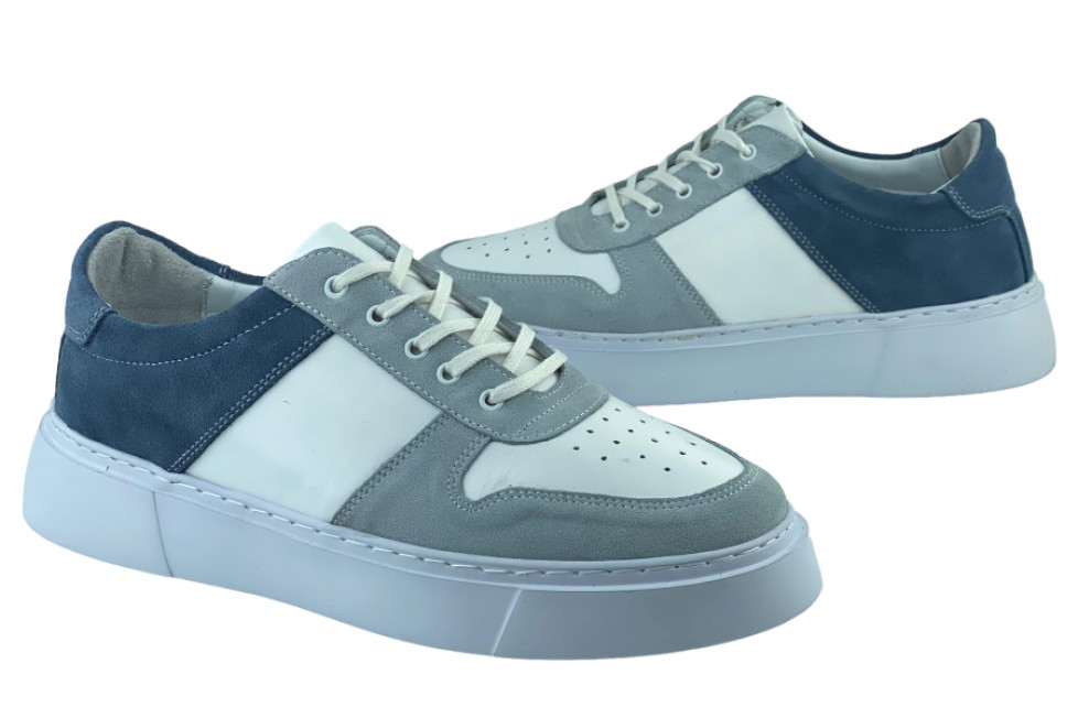 Ανδρικά Δερμάτινα Sneakers Με Λευκή Σόλα