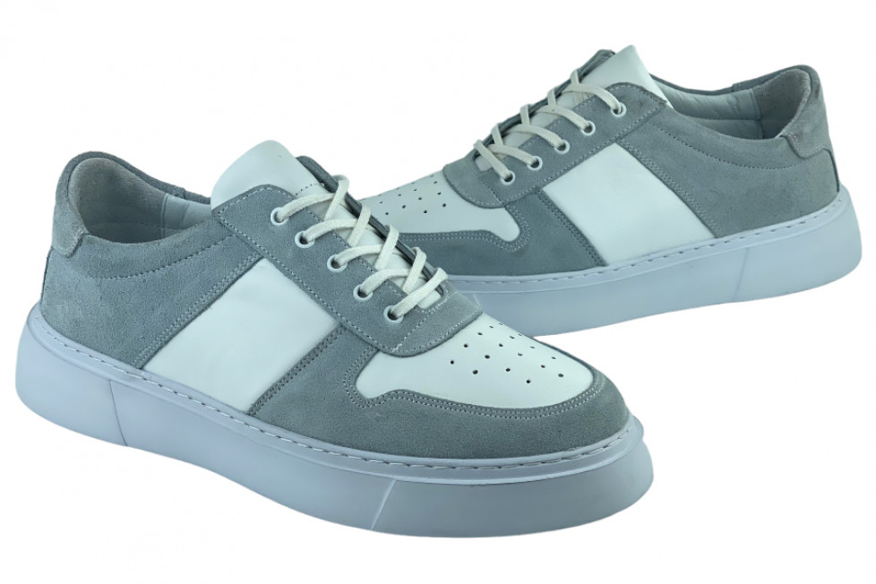 Ανδρικά Δερμάτινα Sneakers Με Λευκή Σόλα