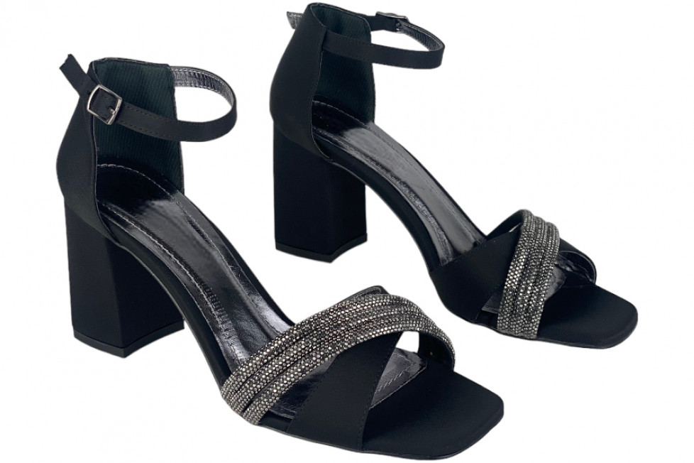 Γυναικεία Σατέν Πέδιλα Με Strass