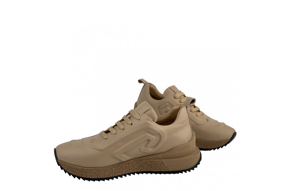 Γυναικεία Δερμάτινα Sneakers Με Σχέδιο