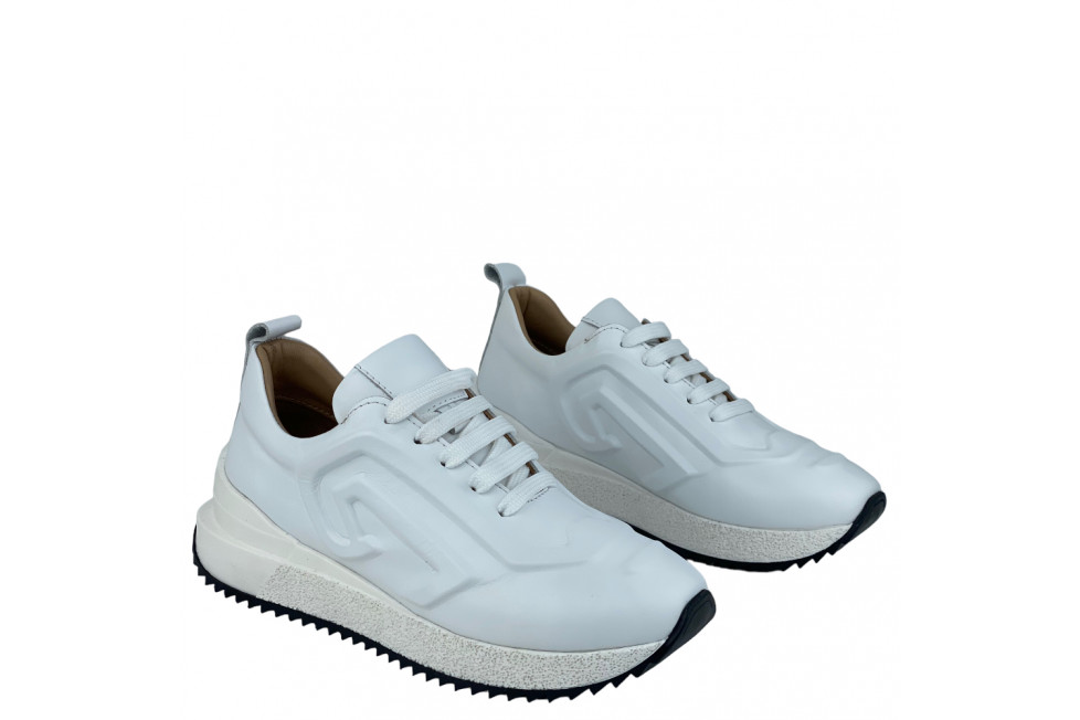 Γυναικεία Δερμάτινα Sneakers Με Σχέδιο