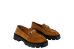 Γυναικεία Δερμάτινα Loafers Με Χρυσή Αλυσίδα