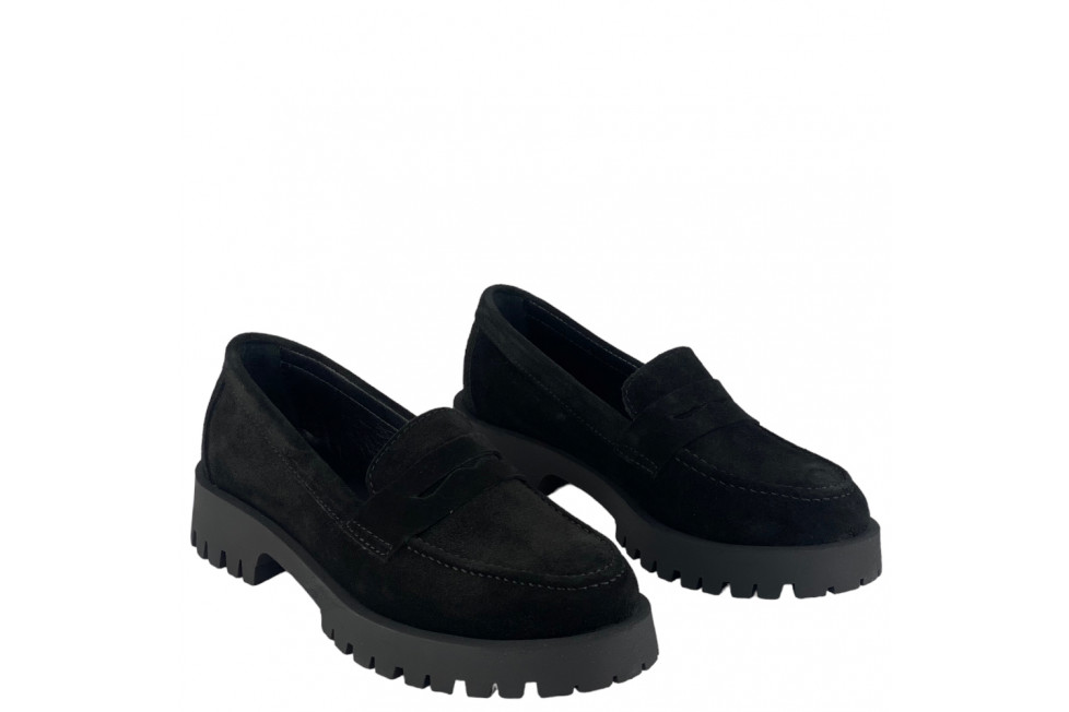 Γυναικεία Μαύρα Δερμάτινα Loafers