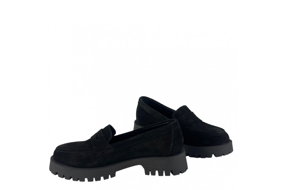 Γυναικεία Μαύρα Δερμάτινα Loafers