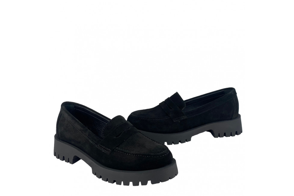Γυναικεία Μαύρα Δερμάτινα Loafers