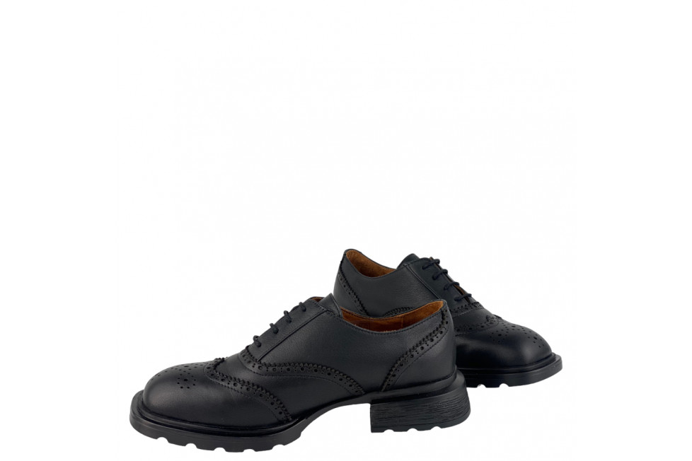 Γυναικεία Δερμάτινα Oxfords Με Τετράγωνη Σόλα