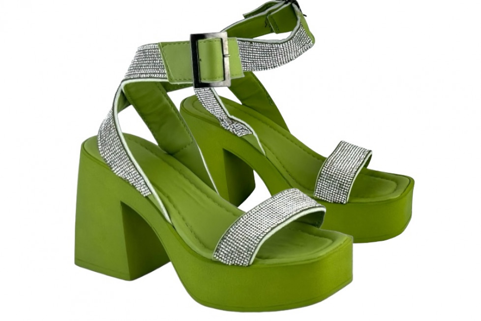 Γυναικεία Chunky Πέδιλα Με Strass Λουράκια