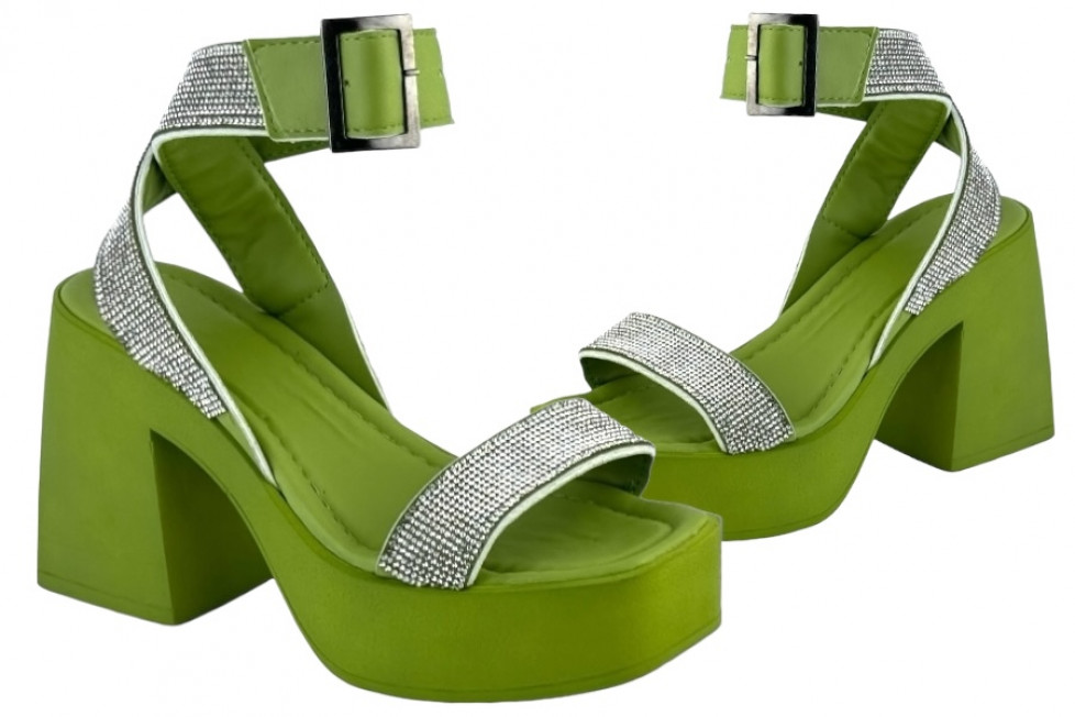 Γυναικεία Chunky Πέδιλα Με Strass Λουράκια