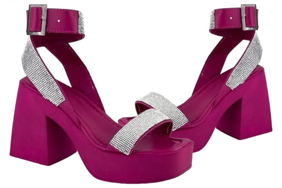 Γυναικεία Chunky Πέδιλα Με Strass Λουράκια