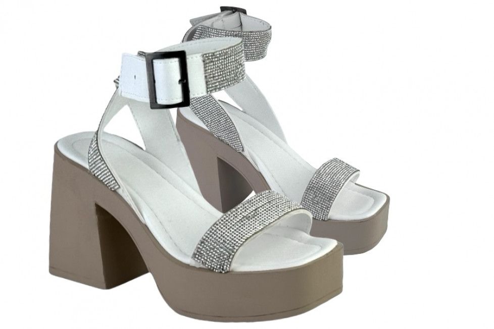 Γυναικεία Chunky Πέδιλα Με Strass Λουράκια