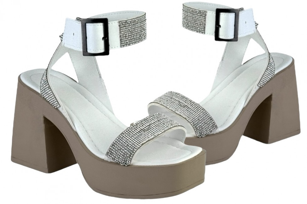 Γυναικεία Chunky Πέδιλα Με Strass Λουράκια