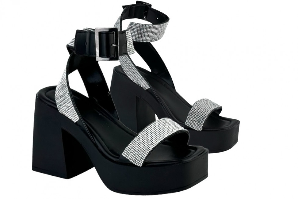 Γυναικεία Chunky Πέδιλα Με Strass Λουράκια