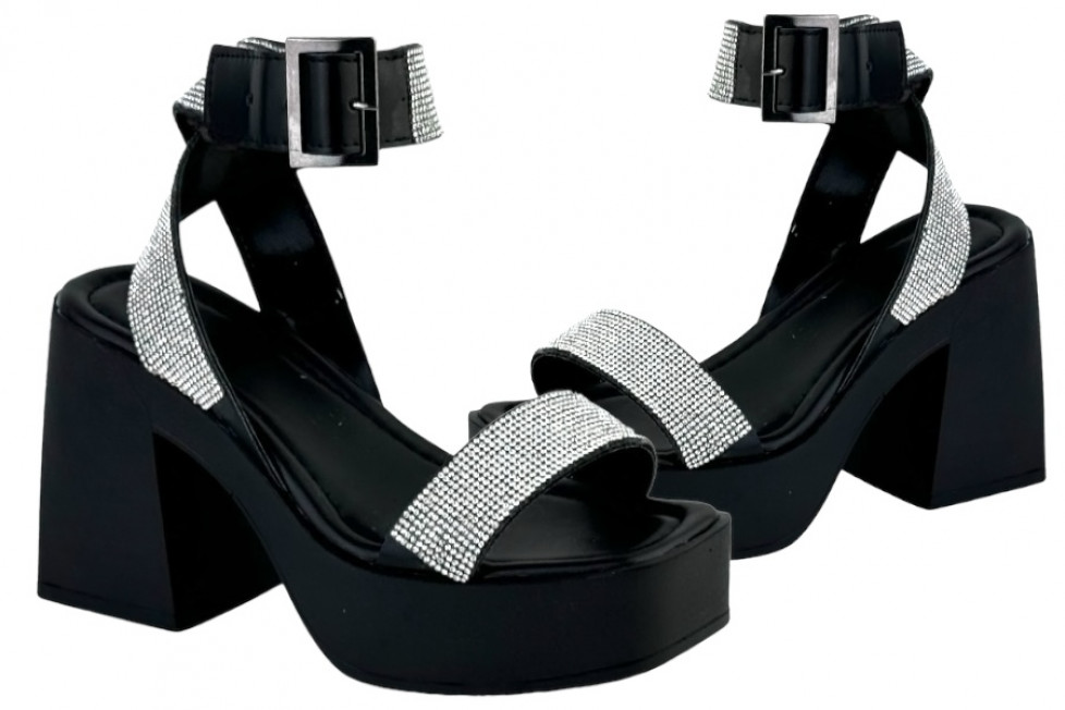 Γυναικεία Chunky Πέδιλα Με Strass Λουράκια