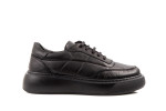 Γυναικεία Μαύρα Δερμάτινα Sneakers