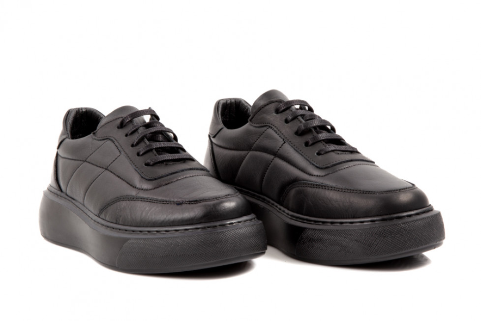 Γυναικεία Μαύρα Δερμάτινα Sneakers