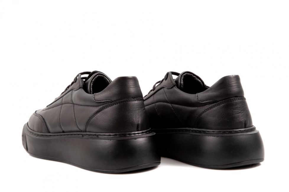Γυναικεία Μαύρα Δερμάτινα Sneakers