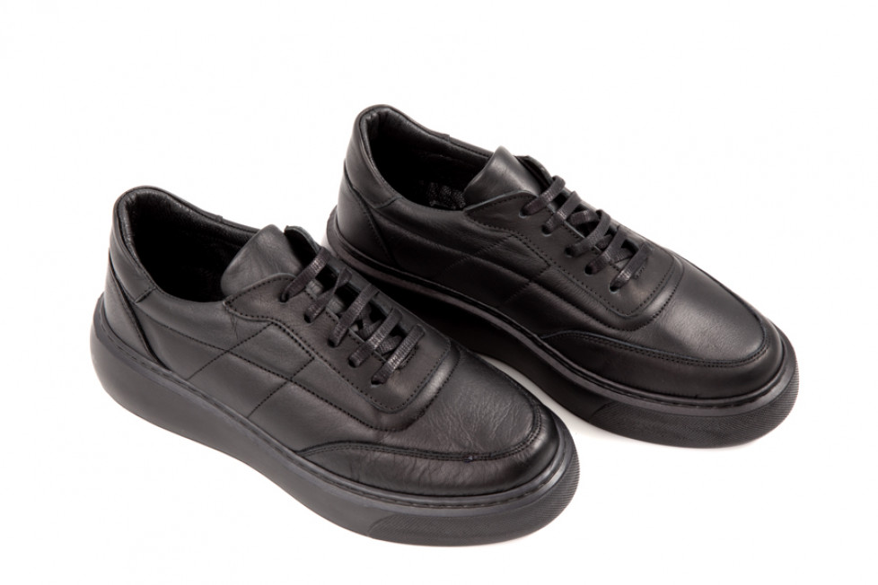 Γυναικεία Μαύρα Δερμάτινα Sneakers