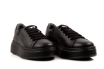 Γυναικεία Μαύρα Δερμάτινα Sneakers