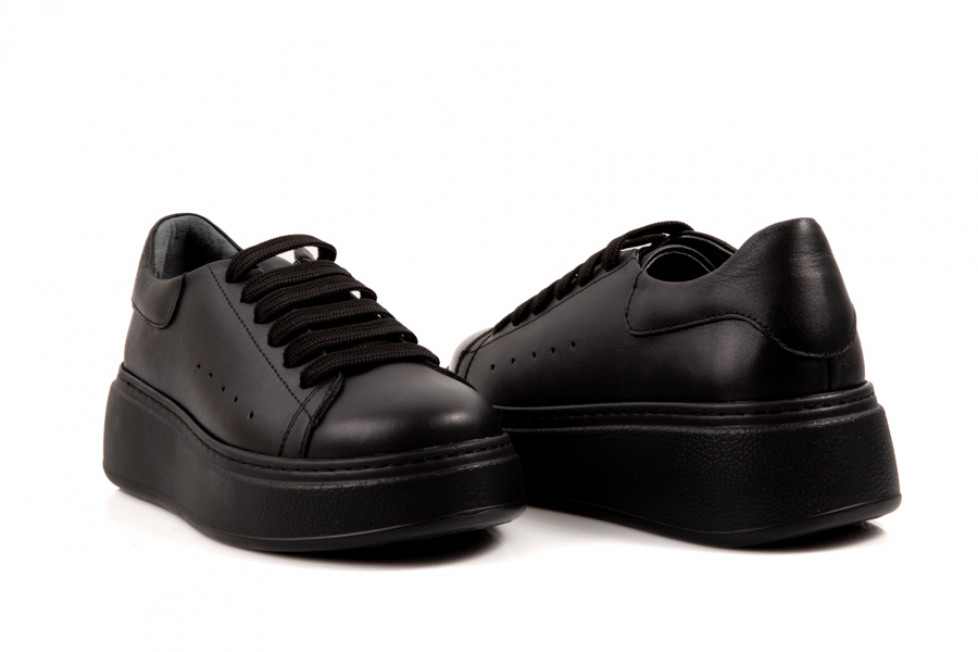 Γυναικεία Μαύρα Δερμάτινα Sneakers