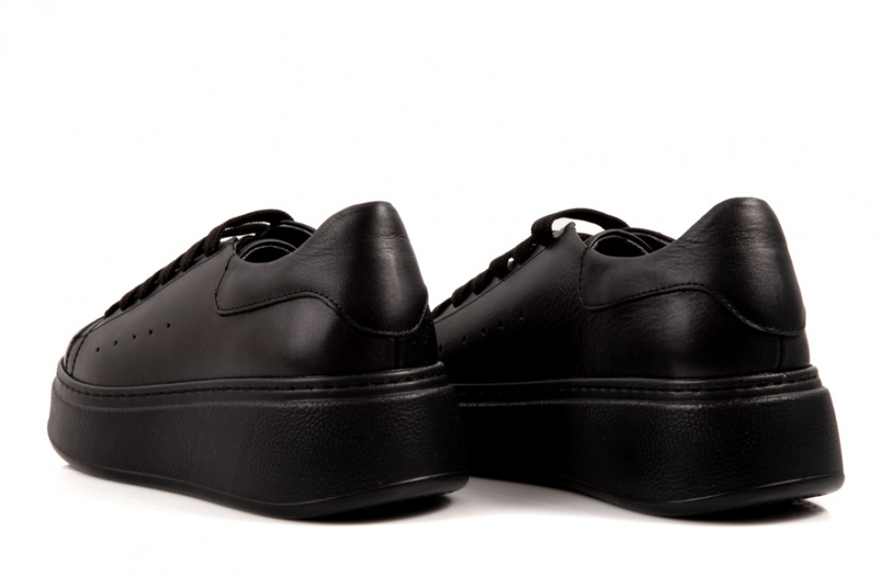 Γυναικεία Μαύρα Δερμάτινα Sneakers