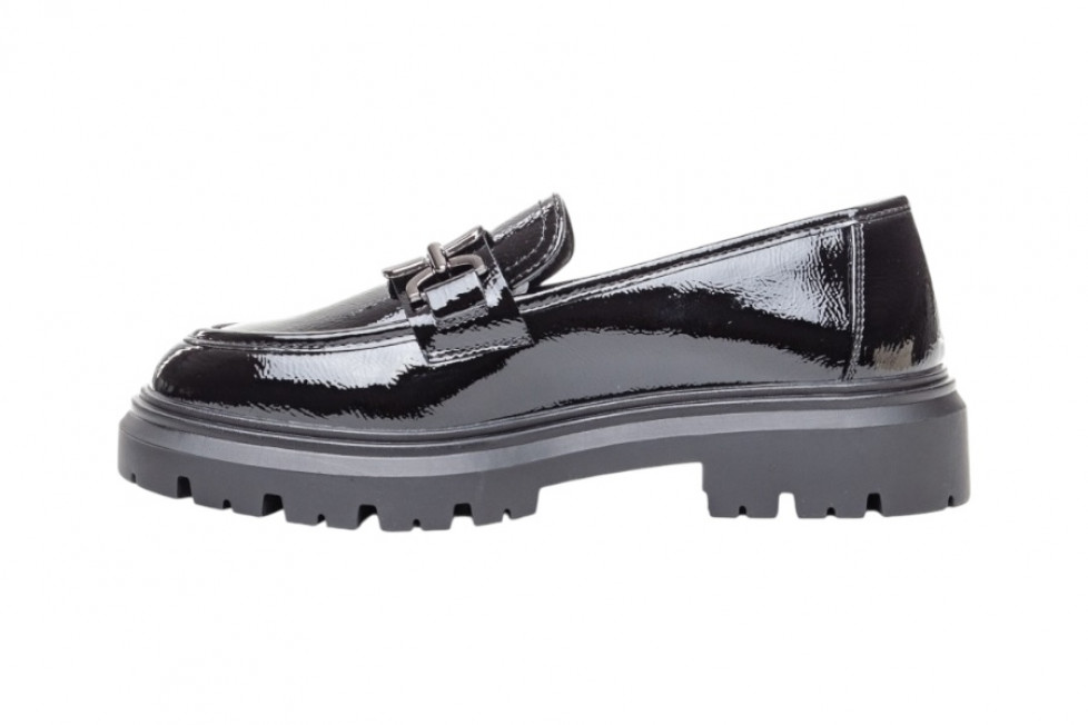 Γυναικεία Μαύρα loafers Λουστρίνι Με Μεγάλη Τόκα