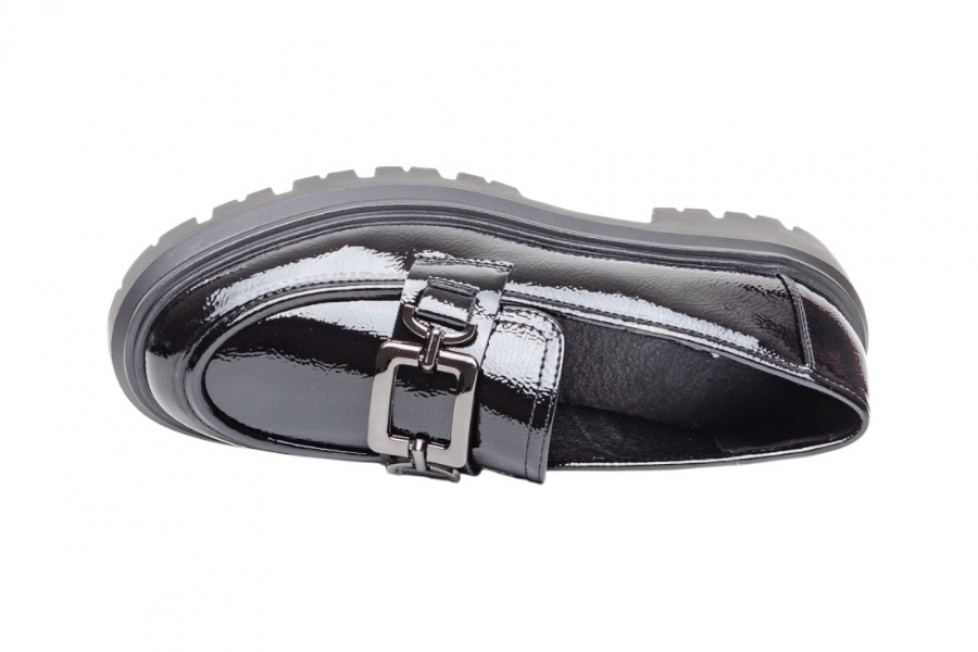 Γυναικεία Μαύρα loafers Λουστρίνι Με Μεγάλη Τόκα