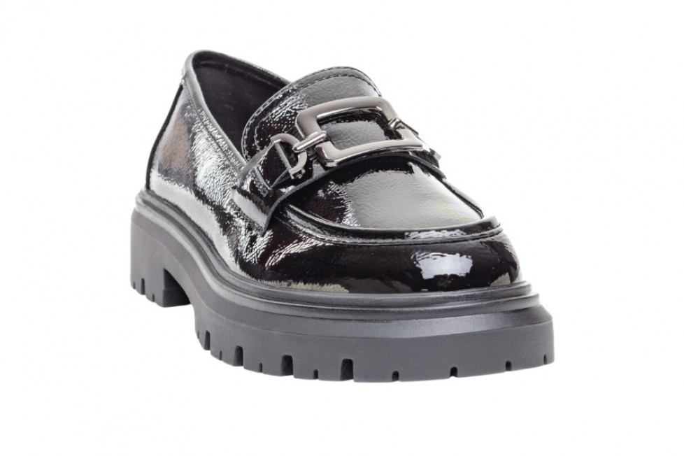 Γυναικεία Μαύρα loafers Λουστρίνι Με Μεγάλη Τόκα